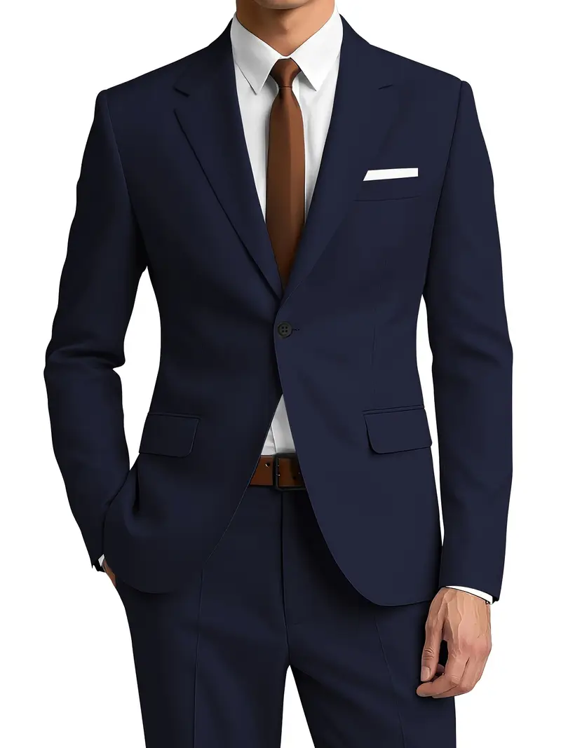 2pcs *'S * Button Solid Color Suit Set, Jacket And Pants, Light Business Wedding Casual Formal Dress 2pcs *'S * Button Solid Color Suit Set, Jacket And Pants, Light Business Wedding Casual Formal Dress