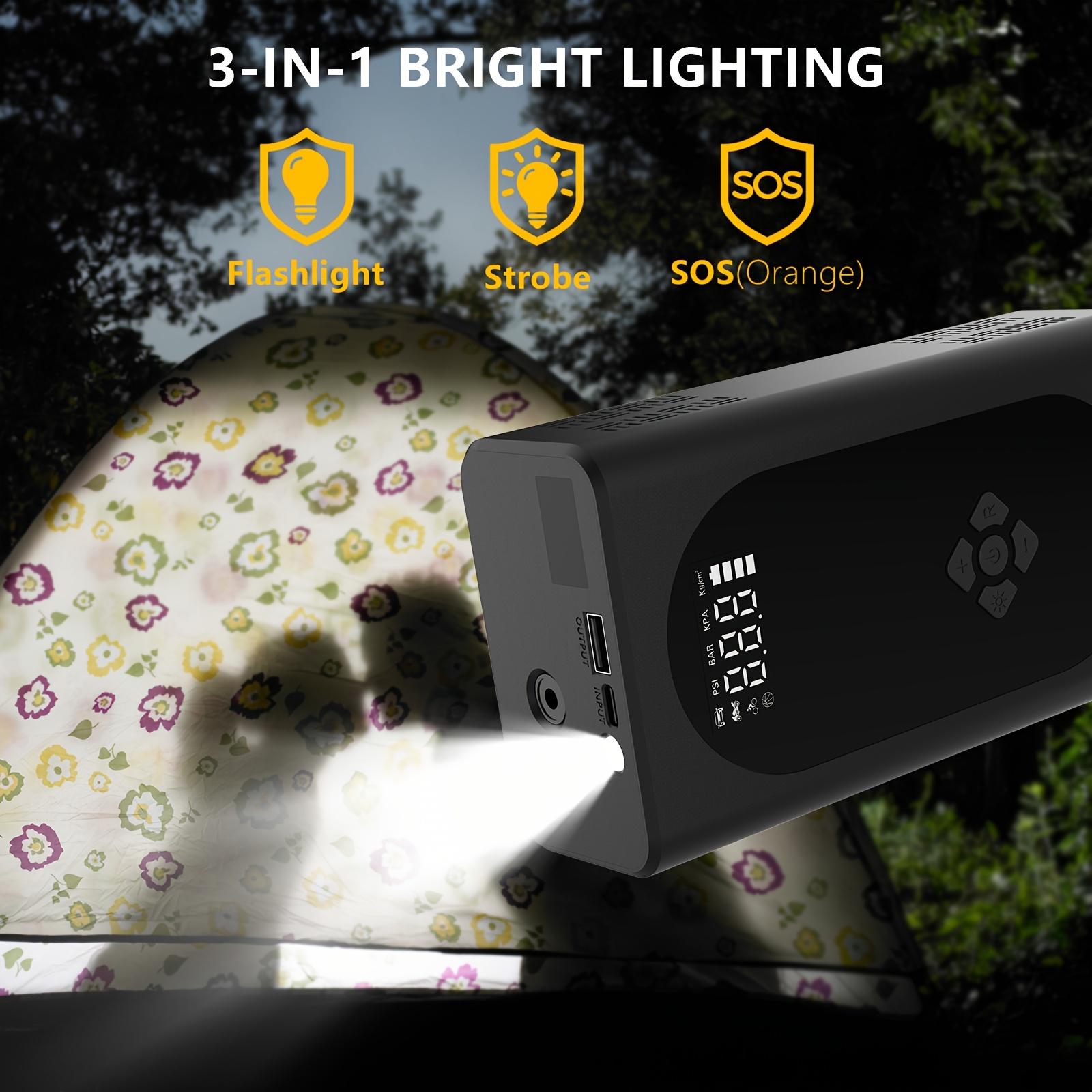   car jump starter with air compressor emergency battery jumper     to 10  8l   with intelligent jumper clamps fast inflation 10000mah power bank 3 in 1 flashlight Product details 6