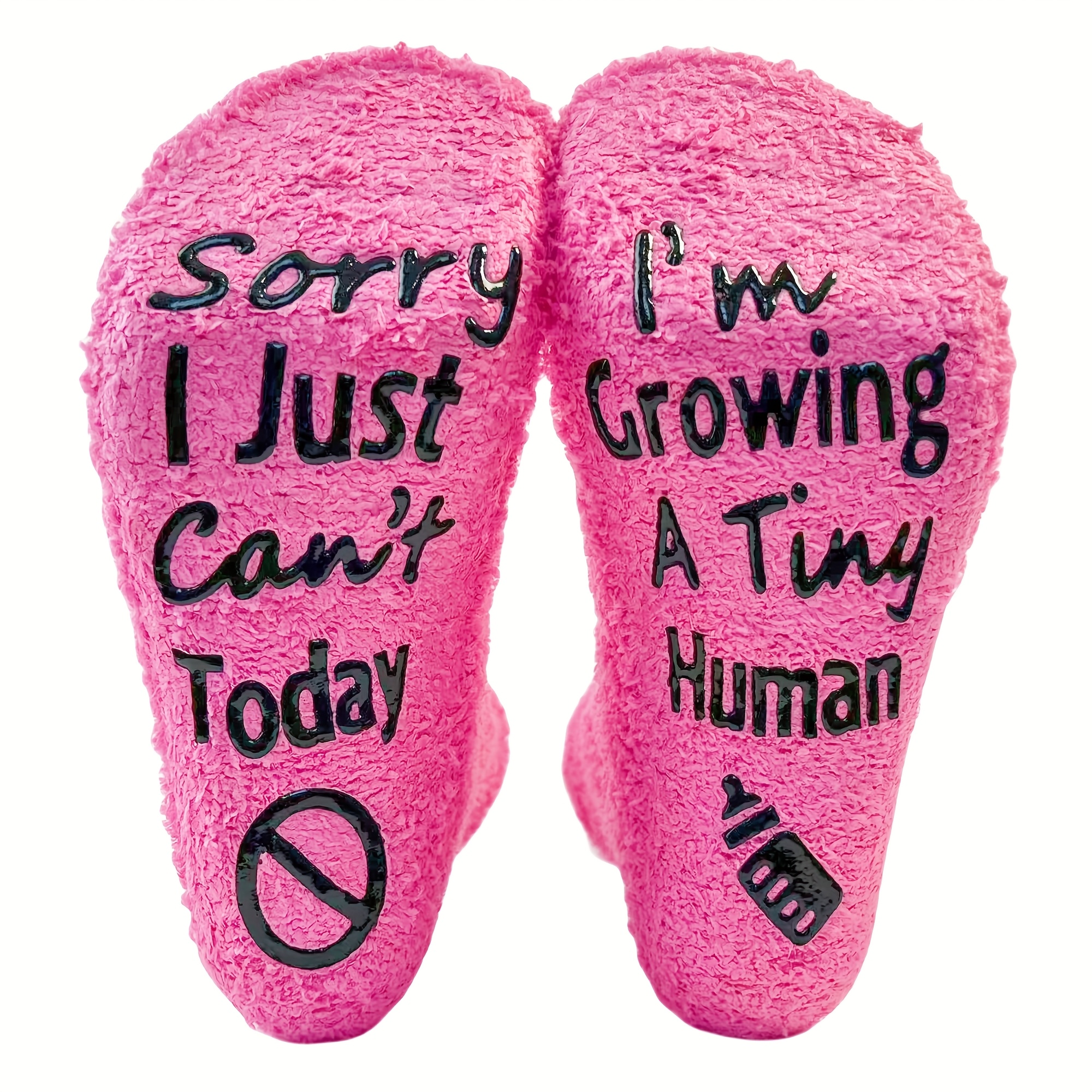 TEMU Women's "sorry I' Just Not Today/i' Carrying For A " Pregnancy Socks - Thick Warm Maternity Floor Socks Suitable For Pregnancy Announcement &