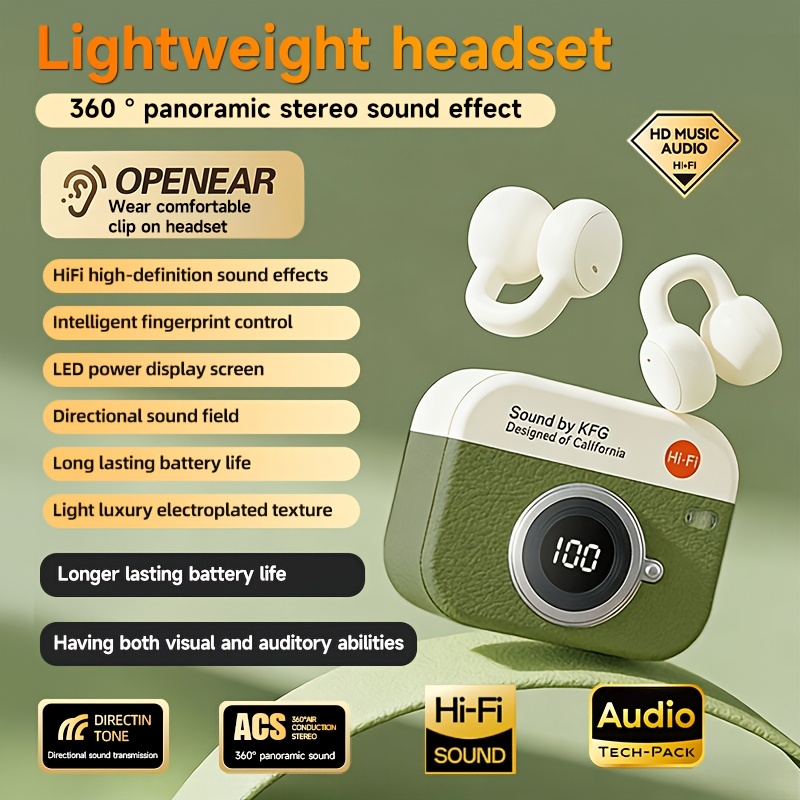 2026 New Wireless Cartoon Camera-shaped Earphones, -on Couple Sports Mini Earbuds, Video Tws 9d Hifi Stereo Hd Call, Ear Hook, And Universal, Smart Headset For Halloween