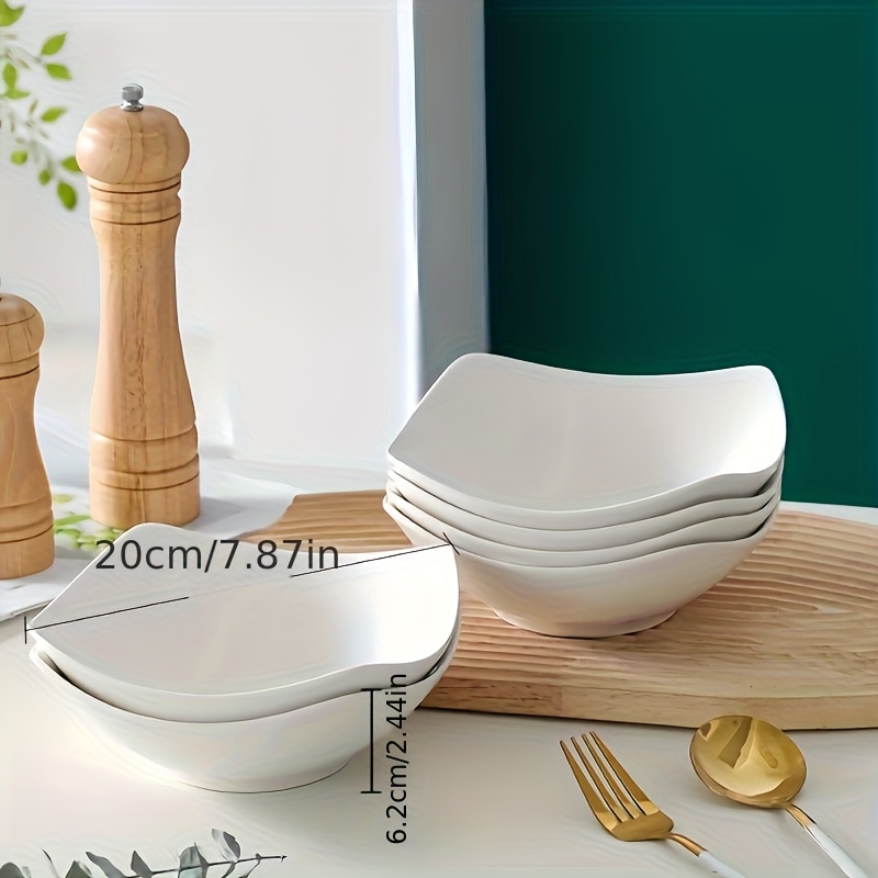 2pcs/6pcs White Salad Bowl Set, Reusable Plastic Bowls For , Food, Desserts, Party Dishes, Stackable Storage, Ideal For Family Gatherings, Hotels