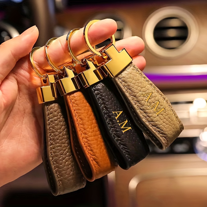 

Personalized Keychain, Luxury Faux Leather Car Key Ring Holder, Custom Name Keyring, Fashion Accessory For Women, Single, Decorative, No Power Required, Climbing Hook Design, Ideal For Birthday Gift