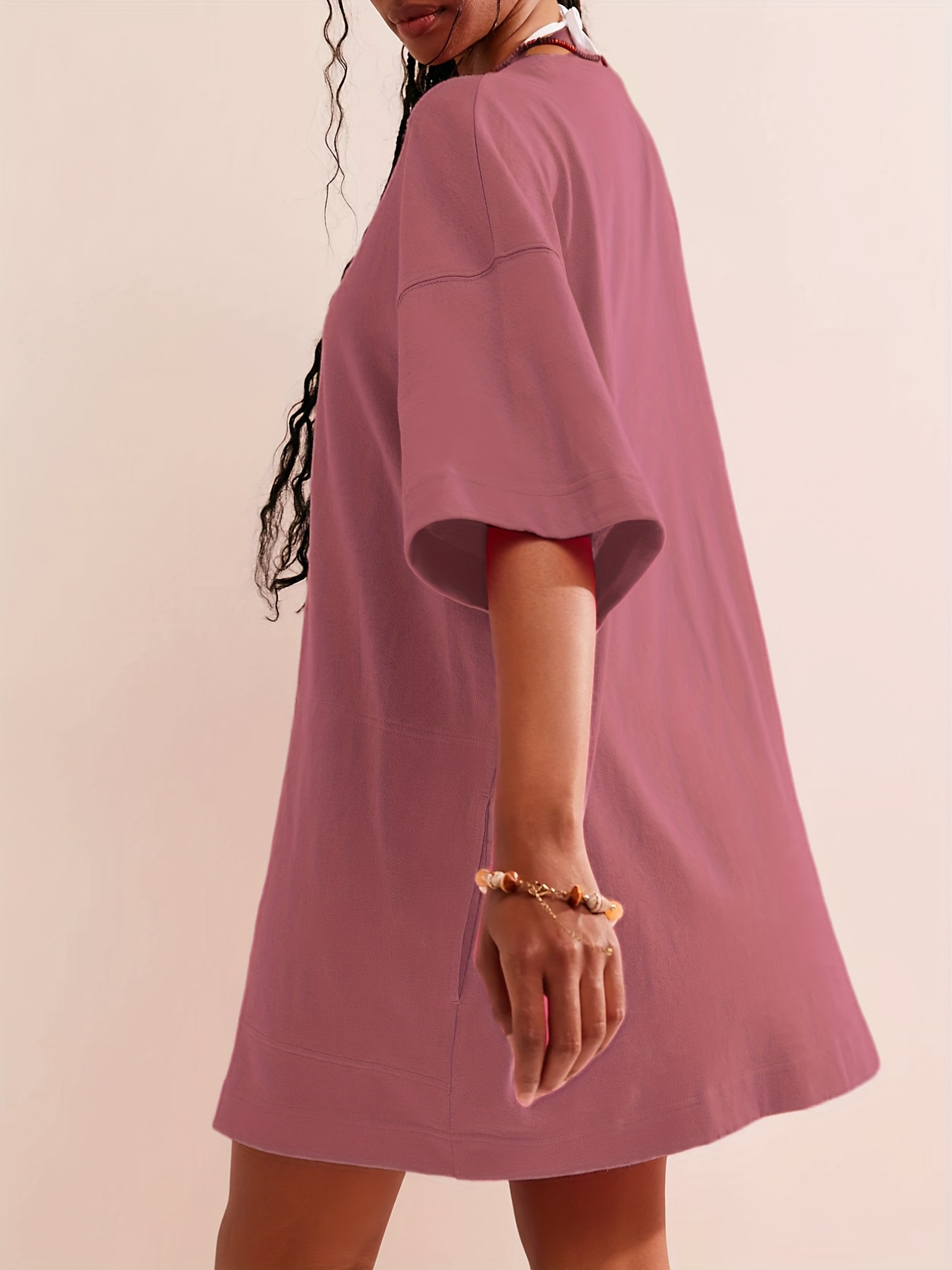womens 100 cotton oversized t shirt dress pockets casual - Temu