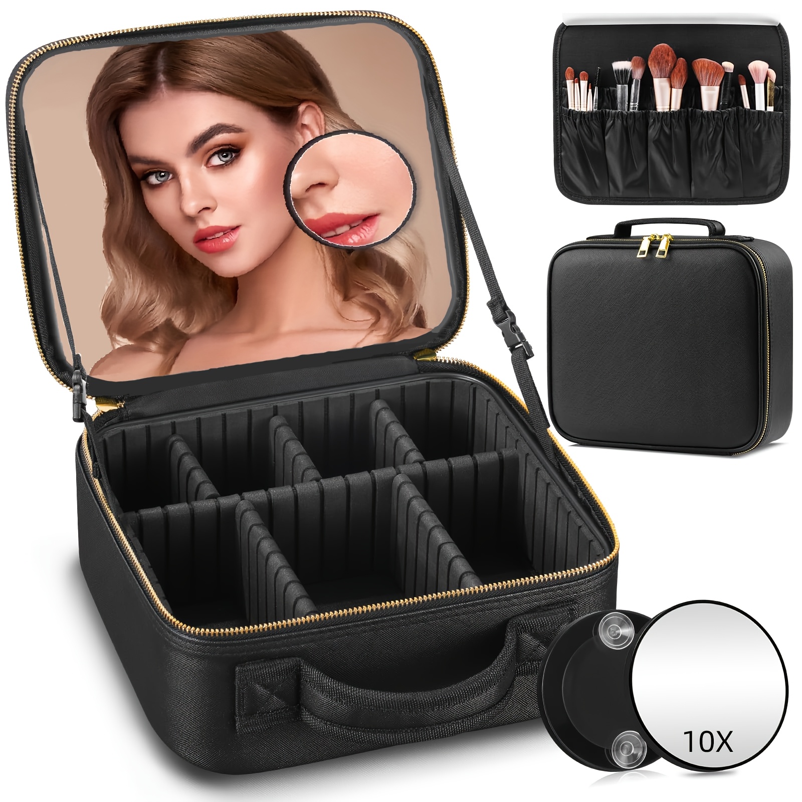 

Travel Makeup Bag Make Up Case With Mirror Cosmetic Makeup Box Organizer Vanity Case For Women Beauty Tools Accessories Case, Valentine's Day Gift For Her, Valentine's Day Gift