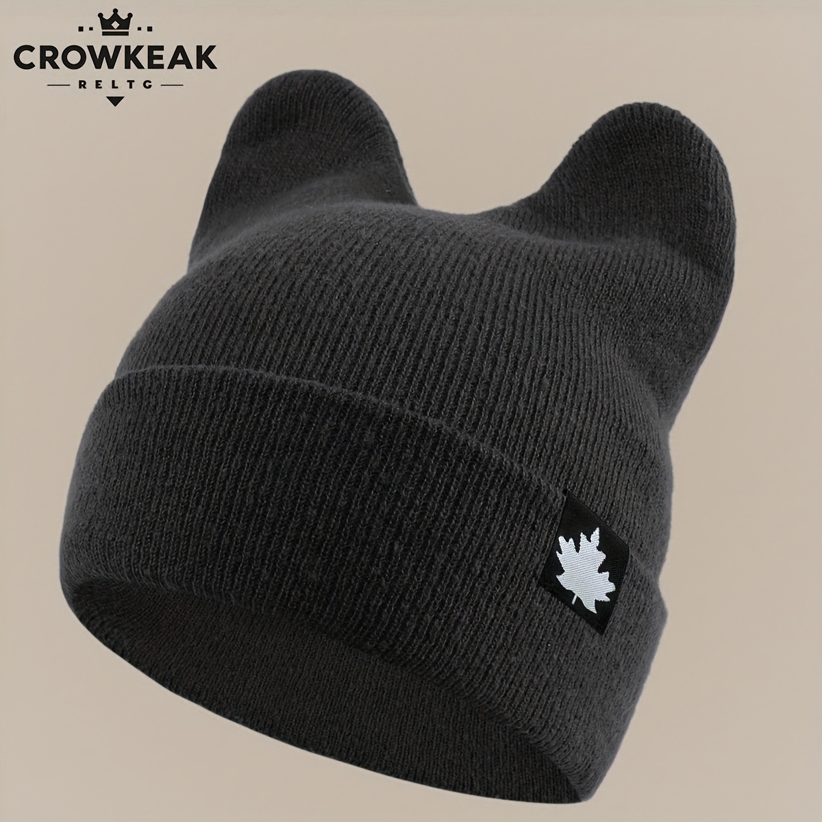 TEMU Cappello a forma di foglia d'acero con simpatici orecchie da gatto, un senza tesa per l' e l'inverno in citt�, un confortevole, un cappello da