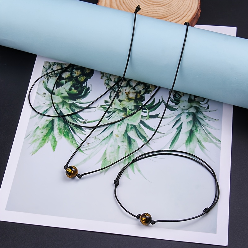 Classic Minimalist Adjustable Bracelet and Necklace Set, Tiger's Eye
