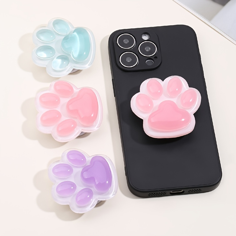 

Cute Cat Paw Pattern Phone Grip Stand, Abs Foldable Lazy Desktop Mount, Waterproof Phone Holder Accessory