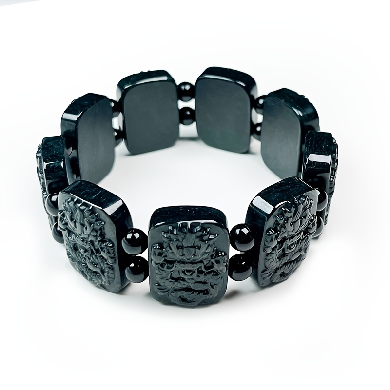 Green Stone Dragon Hand Bracelet for Men