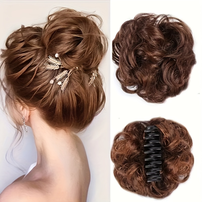 TEMU 【商品名】ウェーブカーリーメッシーバンクリップ、小型クリップ付き - ふわふわの合成素材ヘアアクセサリー。どんな髪型や肌色にも合う。結婚式、パーティー、普段使いに最適なトなヘア。可愛いヘアクリップ、ブライズにも。