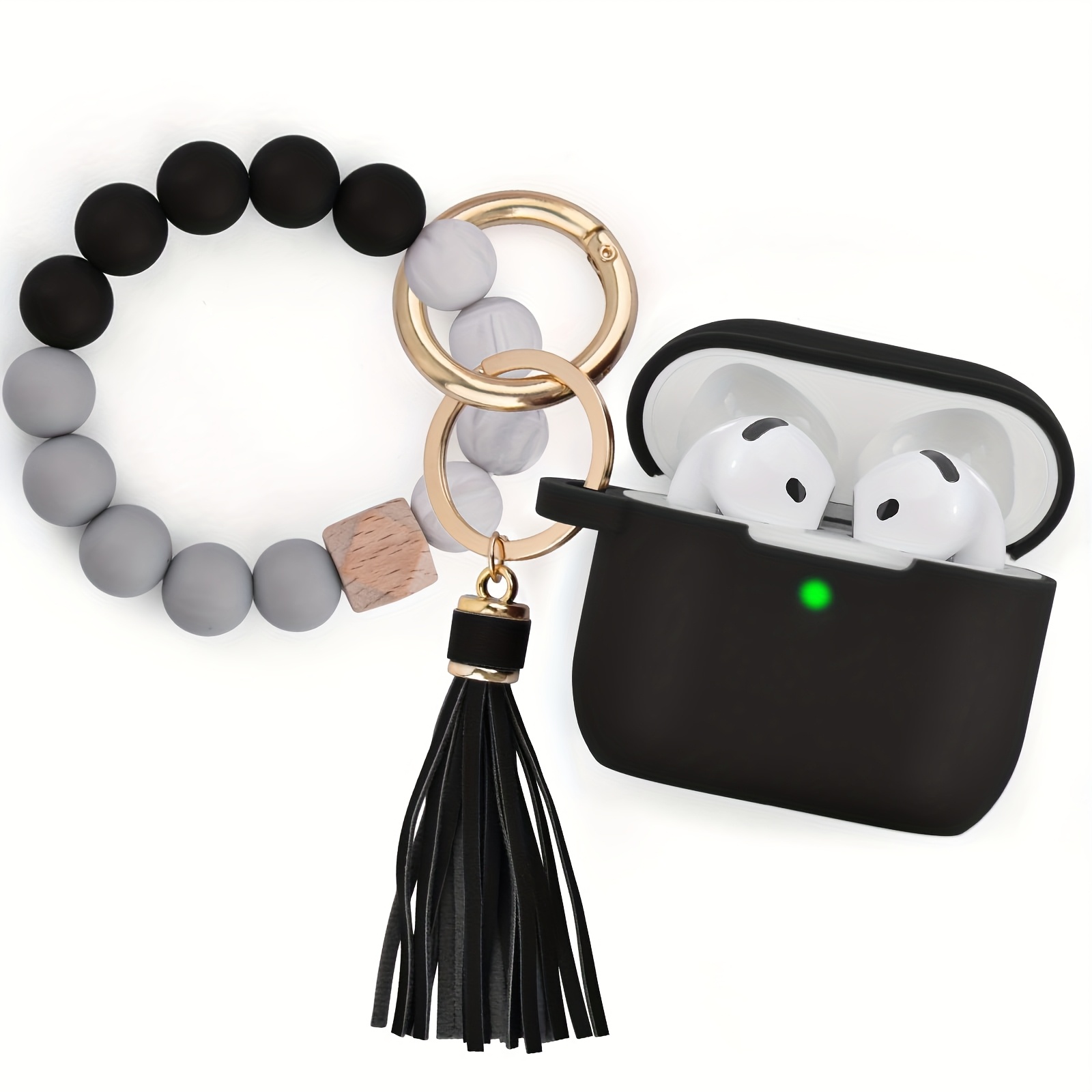 TEMU Earphone Case Compatible With Airpods 4 Case - Soft Cover With Bracelet Lanyard And Keychain, Shockproof And Scratch-resistant, Cute Design For