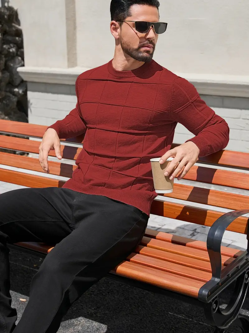 mens heavyweight 100 polyester sweater solid grey round neck long sleeve pullover with h shape silhouette ribbed neckline machine washable casual formal wear durable everyday layering essential Product details 17