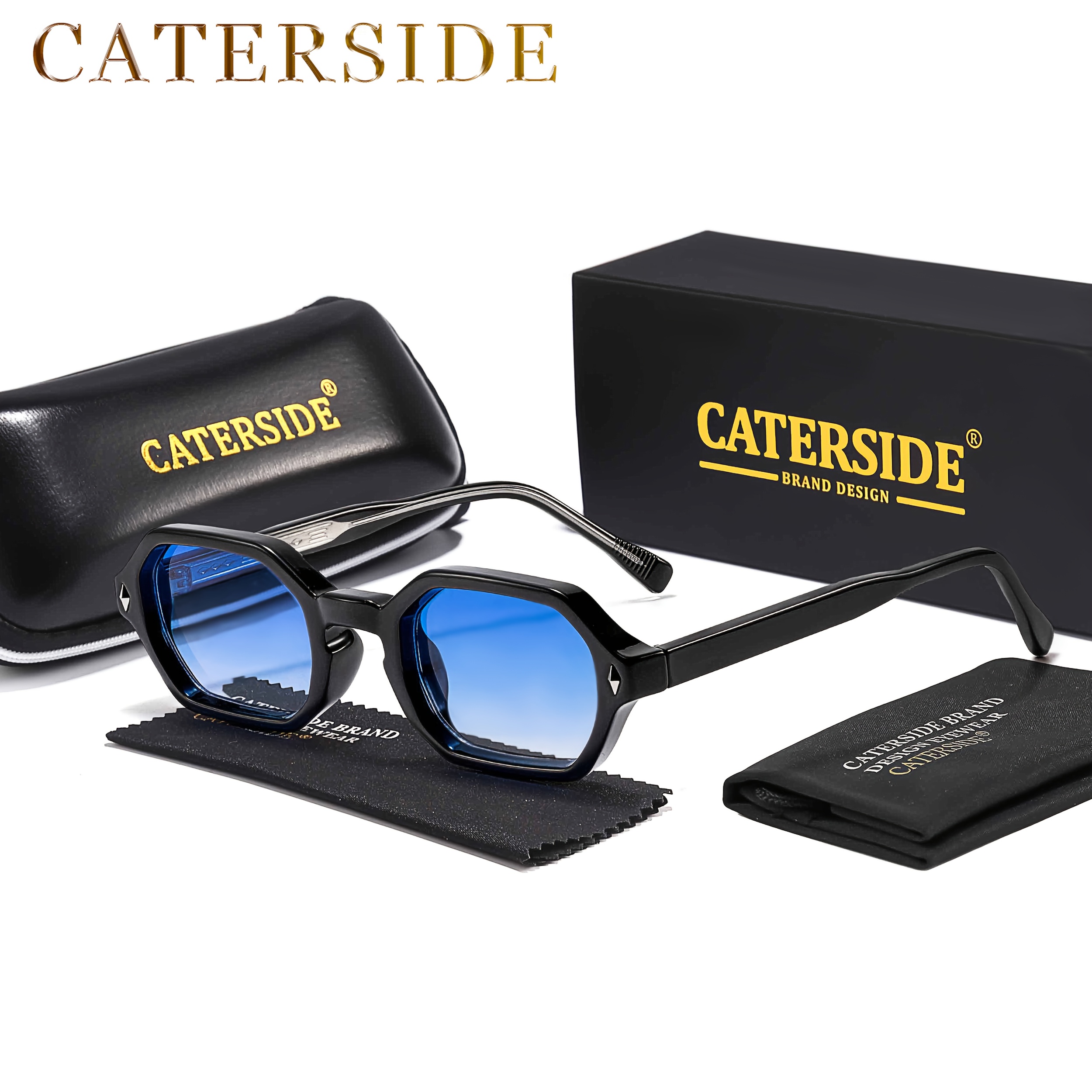 Caterside Men Trendy Sunglasses Tr Frame Modest Unisex Summer Sunglasses For Daily Decoration,ideal Festival/birthday/parties Gifts,shopping,beach,street Photos With 4pcs Set Case