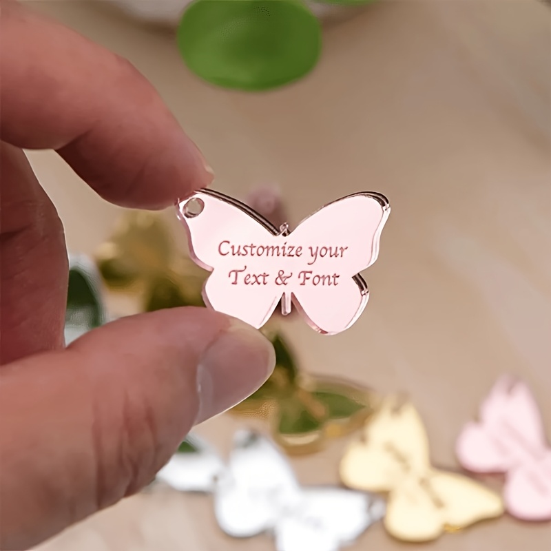 TEMU Personalized Custom Engraved Gift Tags / Custom Acrylic Mirror Cards - With Holes, Accessories Not Included, Self- Content, Suitable For Wedding
