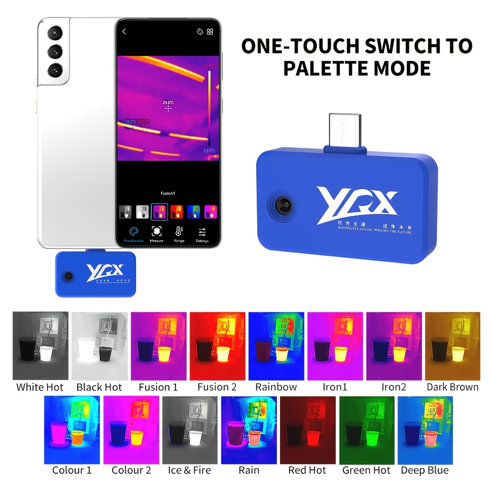 thermal imaging camera for   phone with usb type c port infrared resolution 96x96 professional thermal camera high and low temperature tracking alarm     multi languages   plastic usb Product details 9
