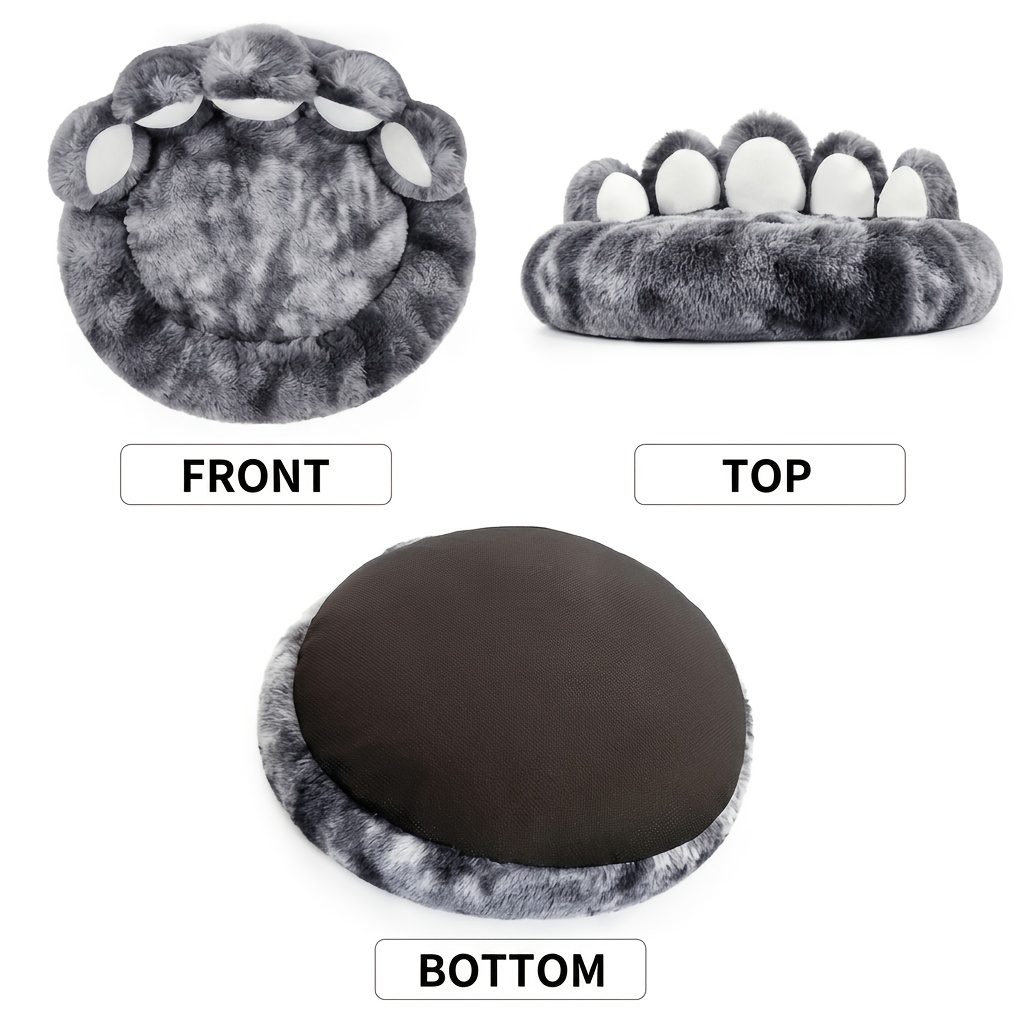 Large Dog Bed Warm Fluffy Paw Donut Bed for Pets, Anti-Anxiety & Plush, Washable, Gray Cozy Paw Shape Calming Pet Bed for Dogs & Cats, Plush Faux Fur Donut Cuddler Teddy Bear Dog Bed Donut Dog Bed Calming Dog Bed