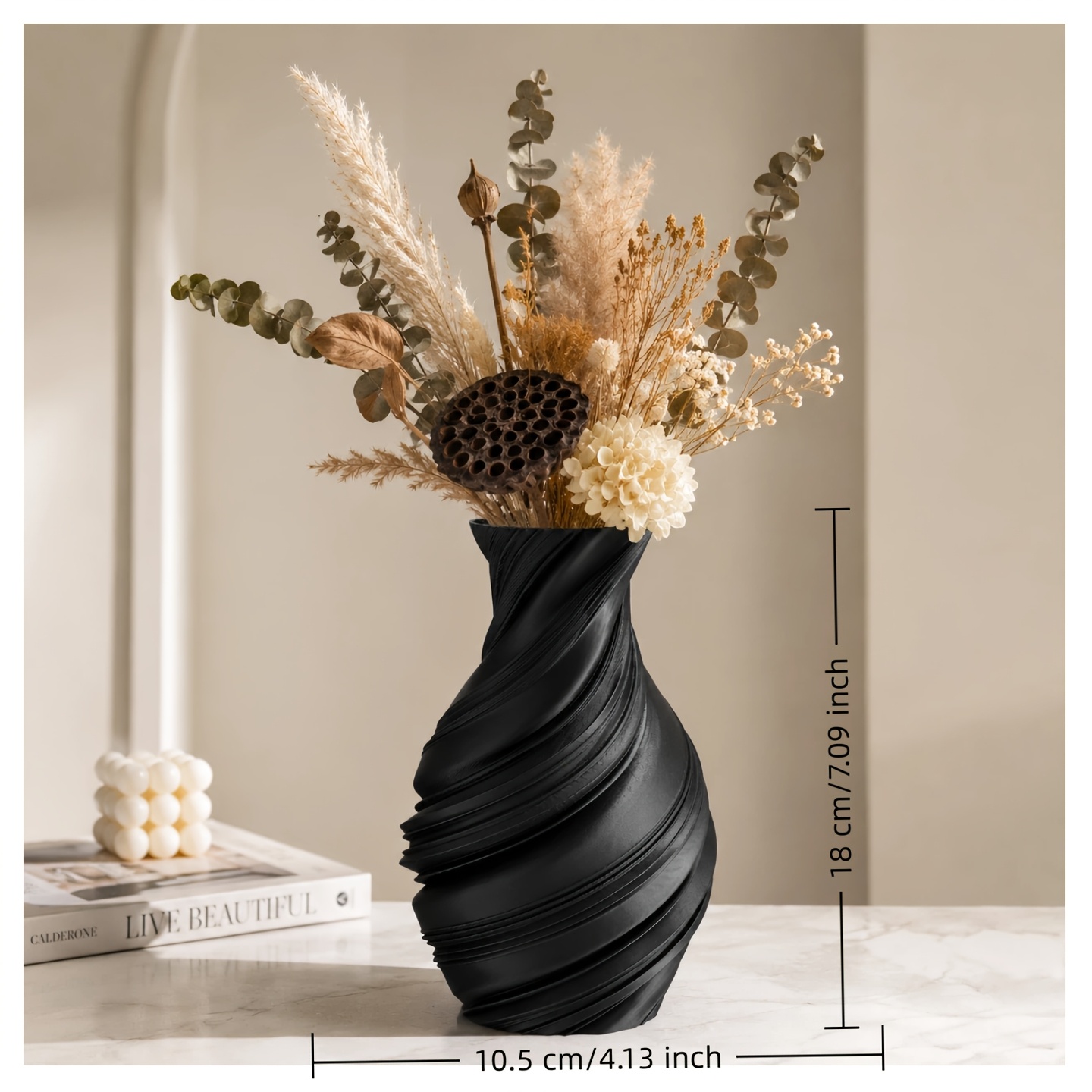 TEMU 1pc 3d Printed Dried Flower Decorative Bottle, Ideal For Model Room/hotel/home Ornament Decoration, Christmas, Thanksgiving, Halloween And Other