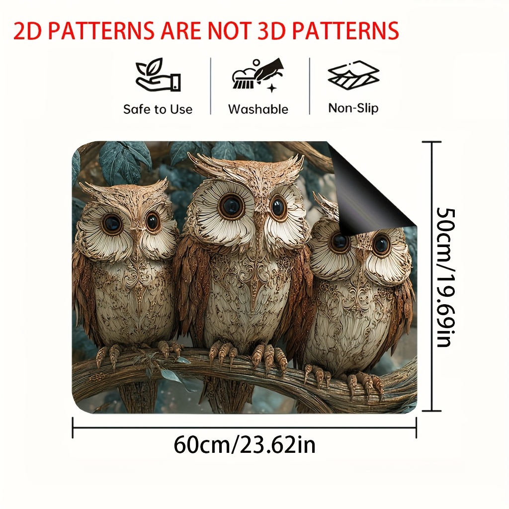 TEMU 1pc, 2d Flat, An Owl Sitting On A Branch Stove Top Protector Mat, Kitchen Decor For Counter Mat, Perfect For All Kitchen Styles, Stove Top