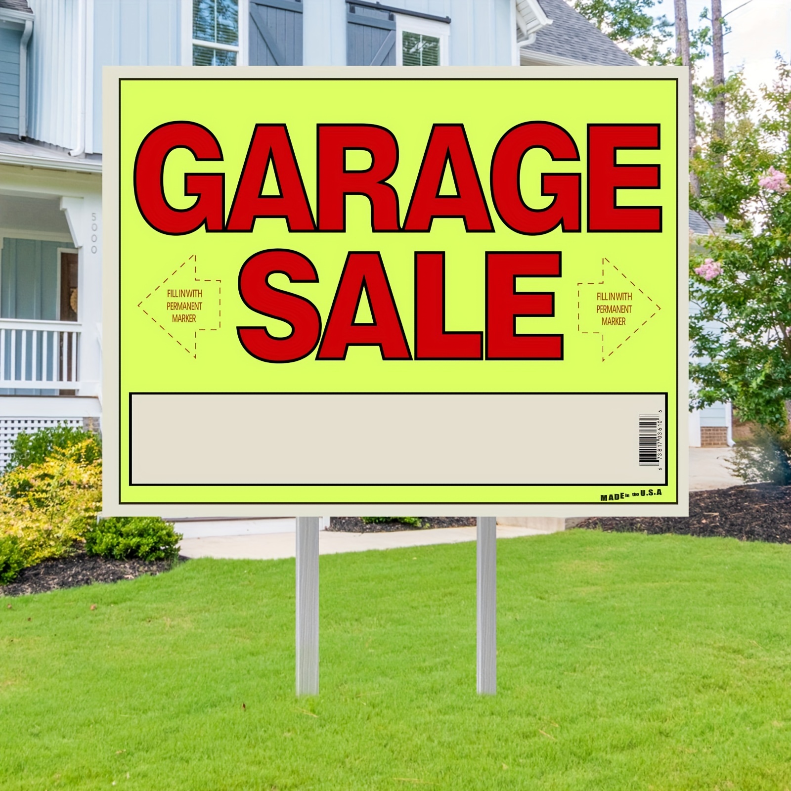 

Garage Yard Sign - Polypropylene Double-sided Outdoor Signage With Stakes For Home & Garden - Bright, Attention-grabbing Design, No Trespassing Message,