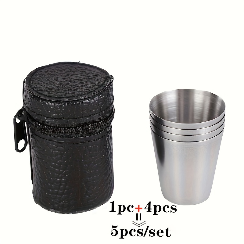 E-shop 5-teiliges Set, praktische Outdoor-Reise-Edelstahlbecher , Becher, Weihnachten, Halloween-Party tragbarer 30ml Trinkbecher, Party-Dekoration,