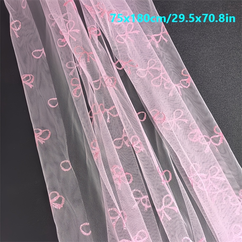 Image of 1pc, Bow Mesh Tulle Fabrics, Elegant Pink Table Runner, Romantic Wedding Party Table Decoration, Perfect For Pre Cut Fabrics, Wedding Gowns, Dress Skirts, Garment Sewing Supplies