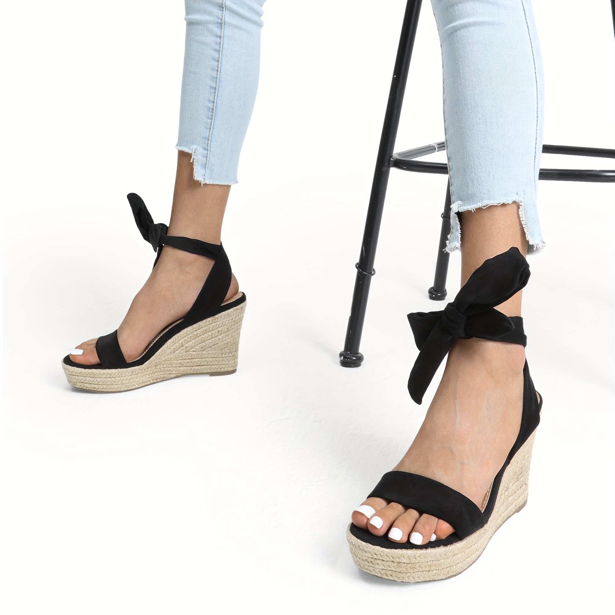womens platform wedge sandals espadrille lace up slingback ankle cross  strap back tie open toe summer heeled shoes | Today's Deals | Temu