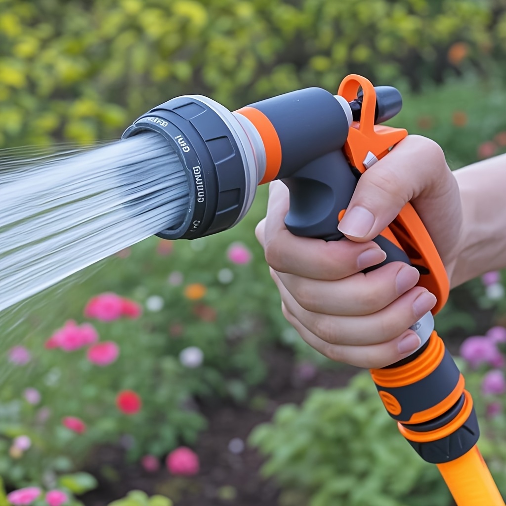 1pc High-Pressure Garden Hose Nozzle - Adjustable Spray Pattern, Durable Lightweight Design with Ergonomic Orange And Black Grip, Universal Thread for Gardening, Car Washing, And Yard Cleaning