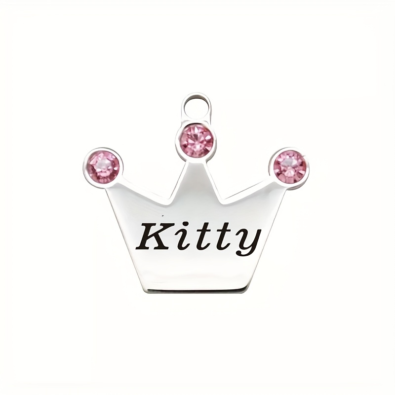 TEMU Médaille pour animal de compagnie personnalisée de couronne avec strass, bijou pour collier, médaille pour chien et chat