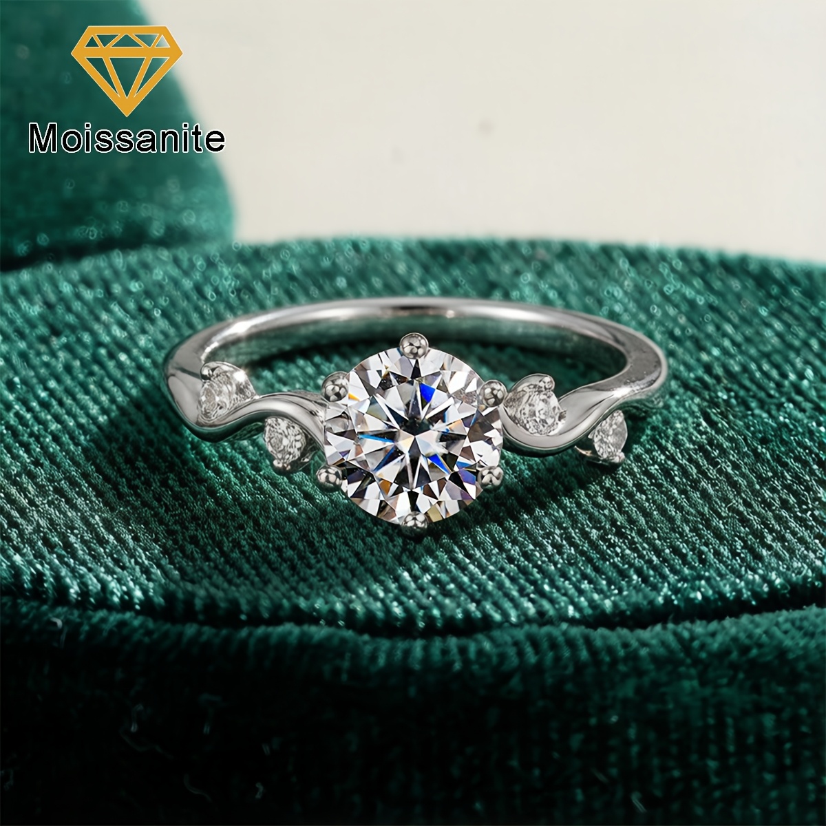 Women's 1ct Moissanite Luxury Promise Wedding Engagement Ring