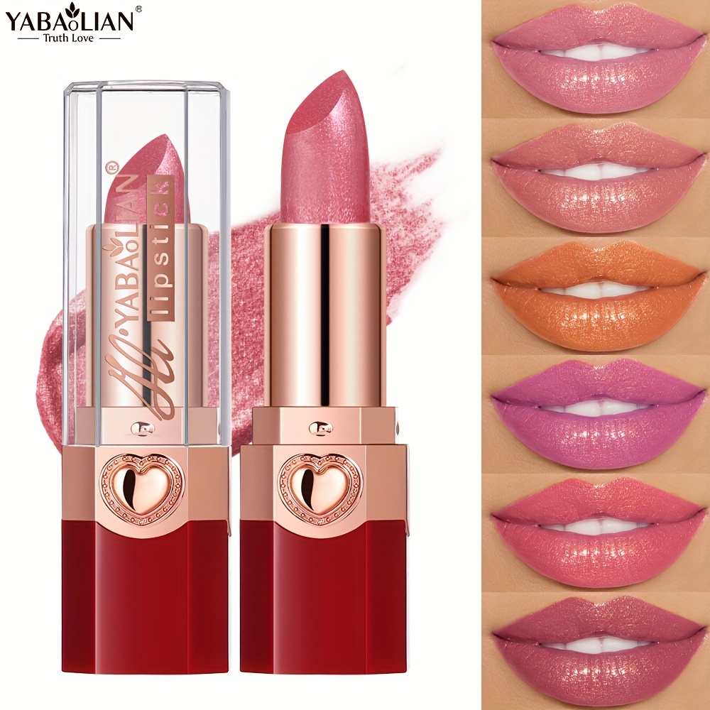 

Yabaolian Long-lasting Mermaid Shiny + Matte Lipstick - 12 Colors, Metallic Pearlescent Lipstick For All Skin Types, Shimmer And Glitter Finish For Adult, Brown, Orange, Pink, Red Line (y0119b)