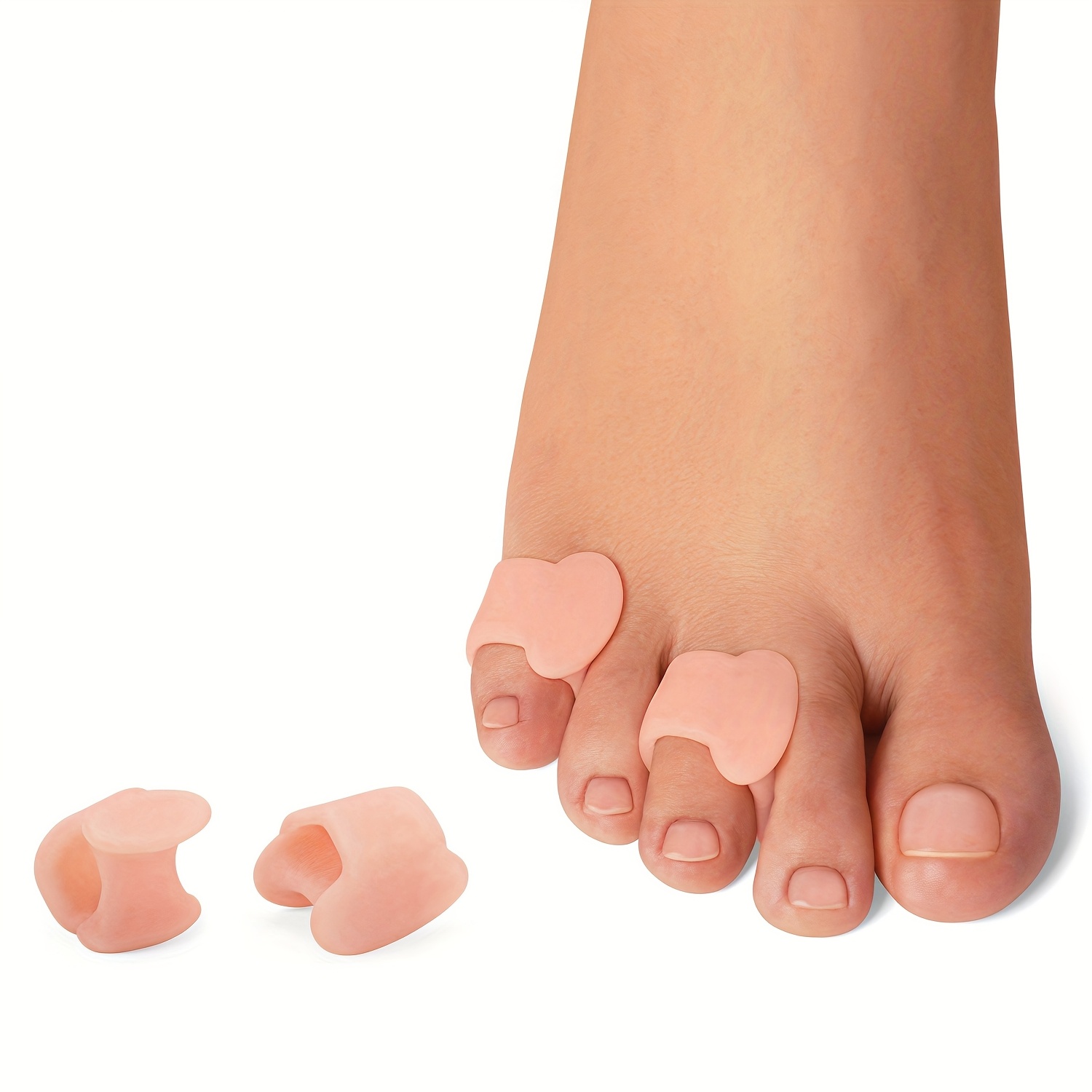 2pcs Silicone Toe Separators For Daily Use, Cushion Pads, Gel Soft Toe Spacers For