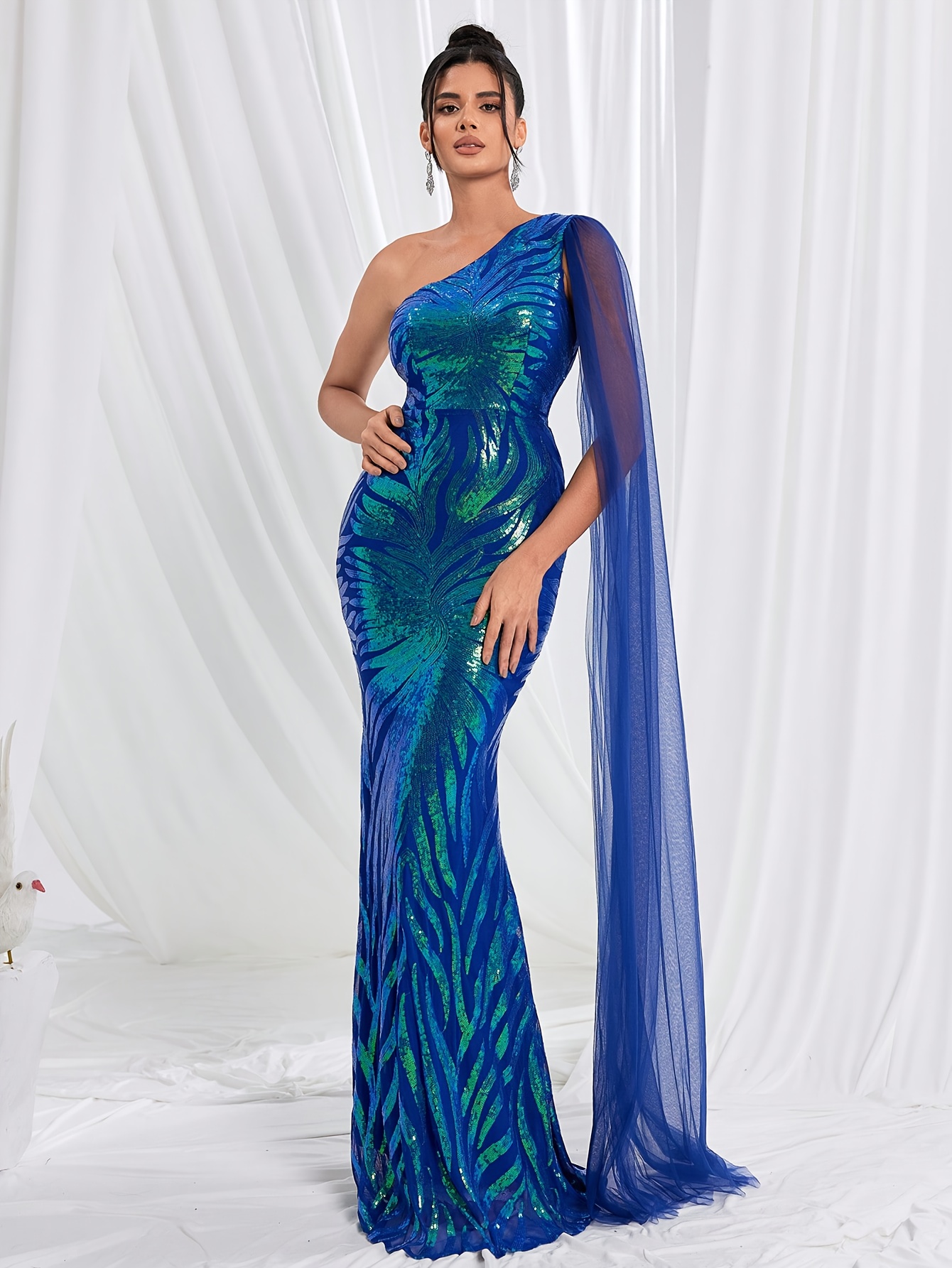 vestido elegante lentejuelas hombros descubiertos Temu Ecuador