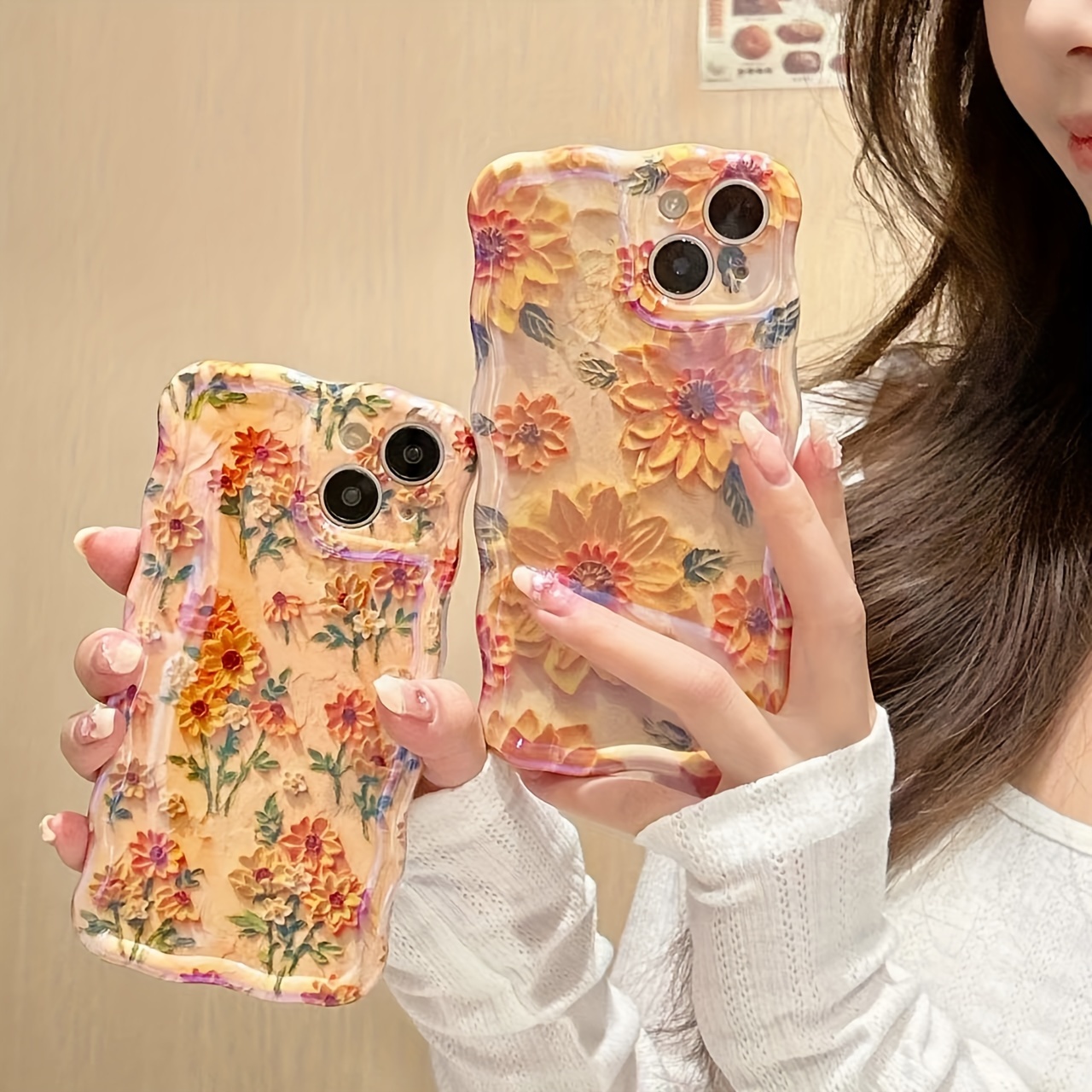 

Sunflower Art Print Tpu Case For 11/12/13/14/15 Series - Shockproof Full-edge Protection, Non-slip Grip, High-end Fashion Wave Design, Compatible With 15/14/13 Pro Max & Pro Models