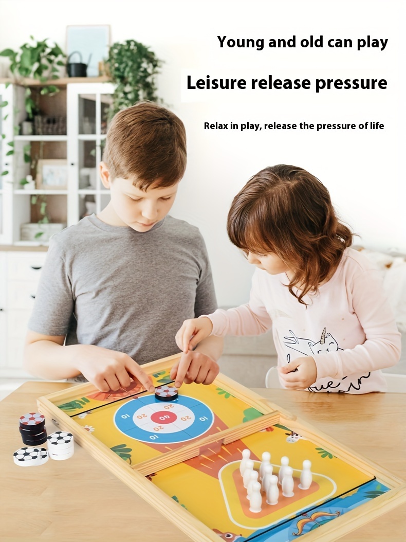 Luxurious 5-in-1 Color Wooden Tabletop Game Set for 2025 - Dual Function Multi-Game Board with Table Tennis, Chess, Hockey, Bowling, and Ludo - Ideal for Family Entertainment and Holiday Gift, Family Entertainment Gift|Vibrant Game Design|Durable Wooden Pieces, Game Accessories