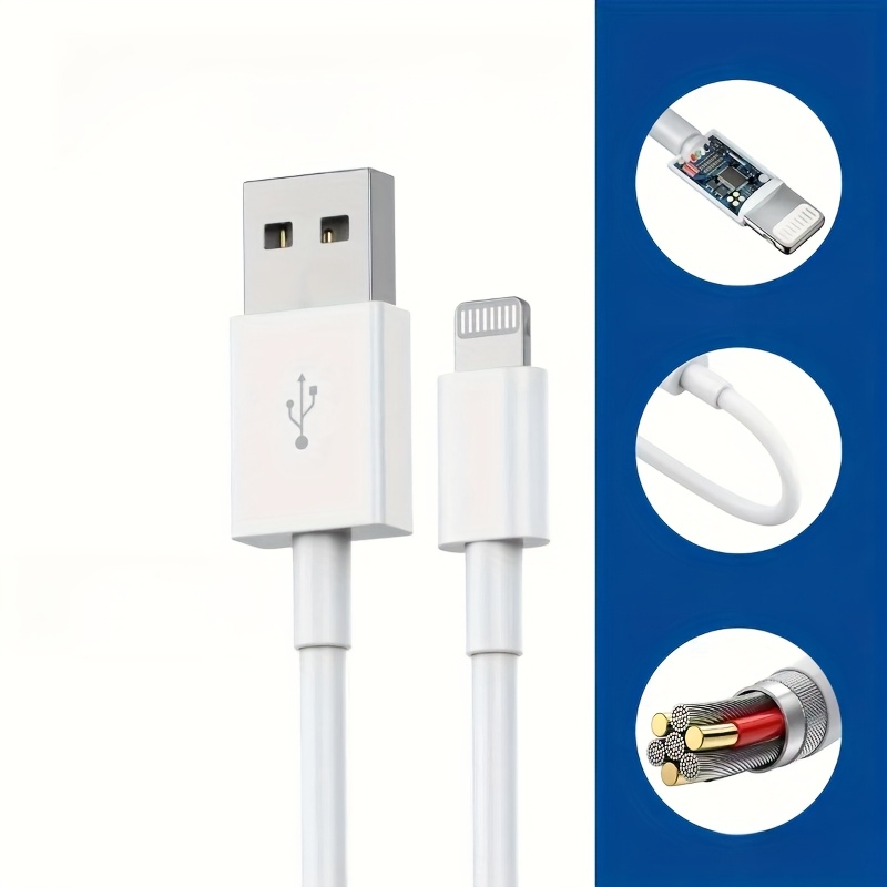 USB A to Lightning Data Cable 2pcs 100.58cm, Fast Charger Cable USB-A Power Output Charging Cable for iPhone 14/13/12/11/XS/XR/X/8/iPad, White