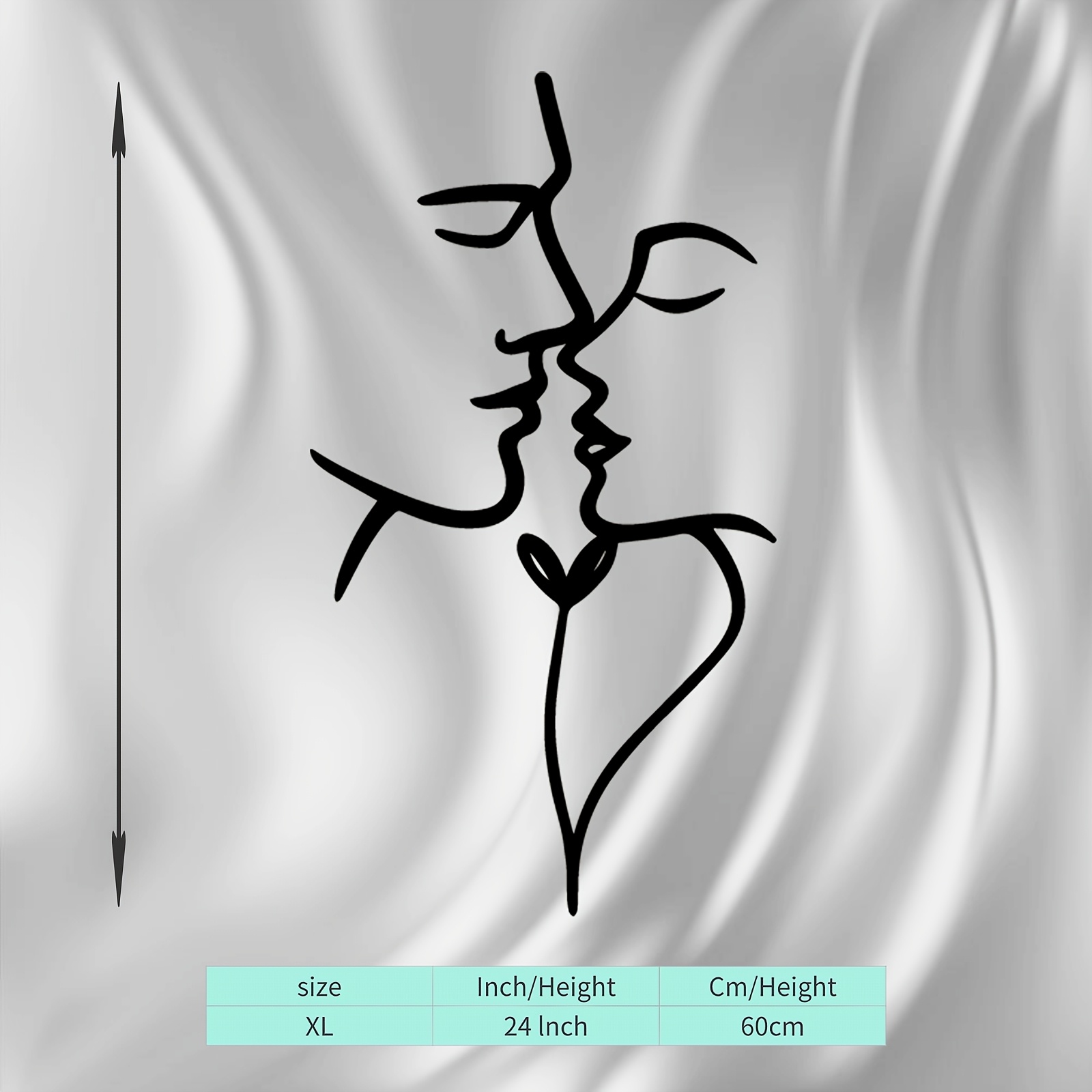TEMU 1pc Of Metal Wall Art Featuring A Kissing Couple, A Statue Mural Perfect For Valentine's Day, Wedding Anniversaries, And Decor. This