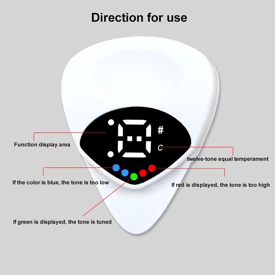 Dual-Purpose Instrument Tuner with Pick Function, Compact and Lightweight Design, Sensitive Sound Detection, 12-Tone Equal Temperament Mode Suitable for All Musical Instruments, Studio Equipment, Musical Instrument Tuning, Portable Tuner, Sleek Tuner, Durable Construction, Accurate Pitch Tool, Dualpurpose Tuner, Sound Detection Tuner, Piano Tuners, Musicians