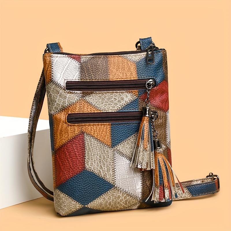 

Chic Khaki Leather Crossbody Bag With Adjustable Strap, Zip Closure & Coin Purse -