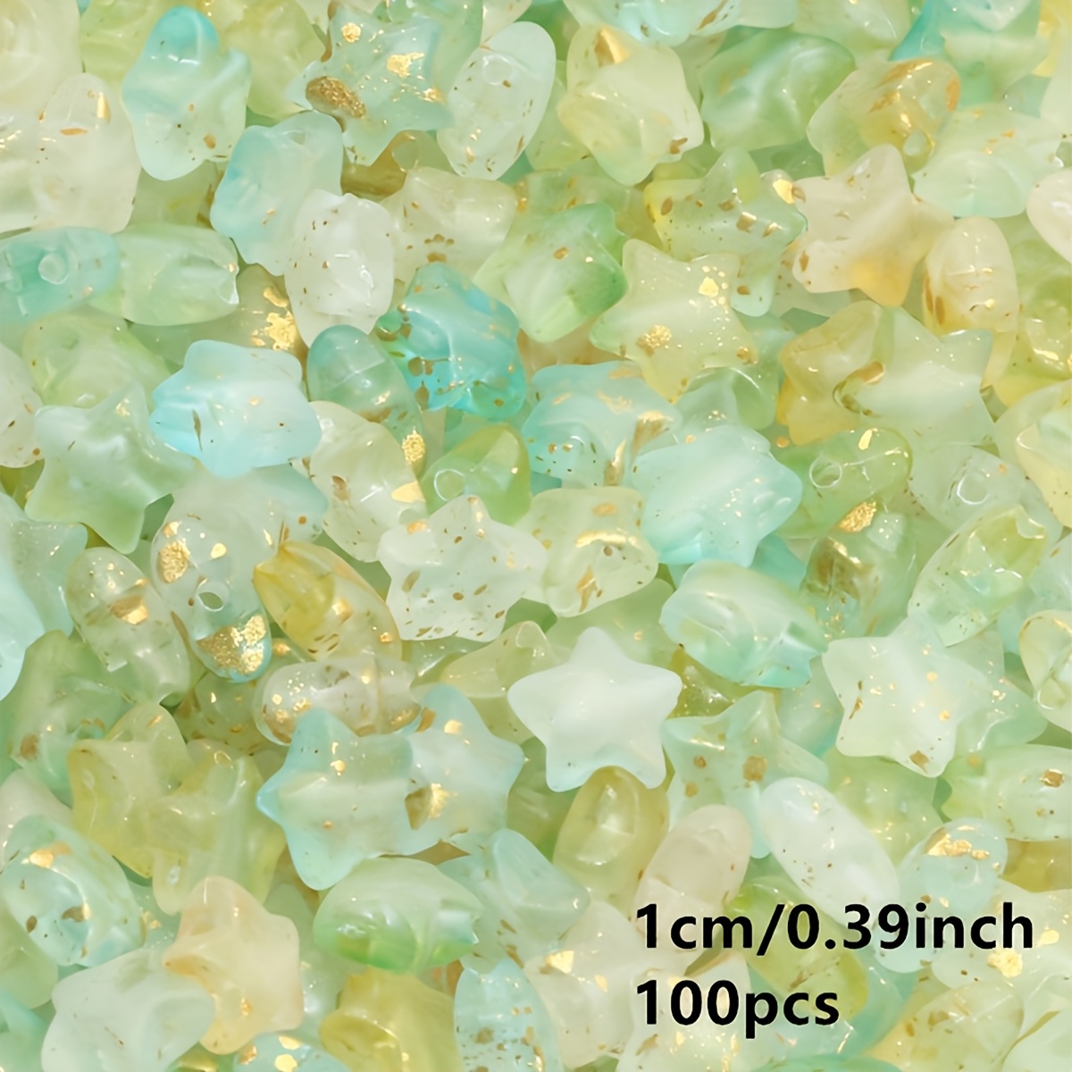 100pcs Random Mixed Color Frosted Star Beads for Jewelry Making