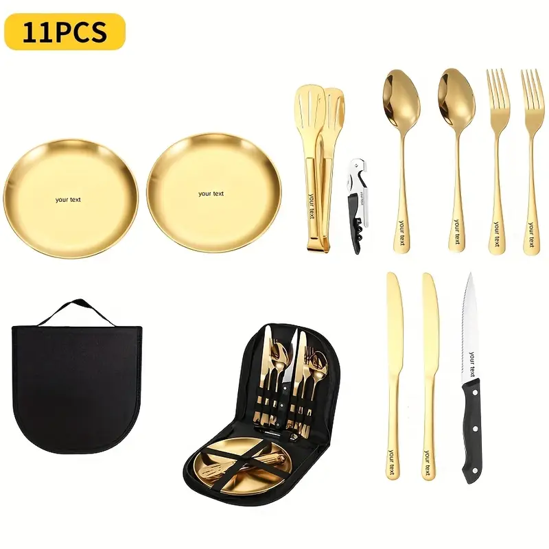 customizable stainless steel utensil set with spoon fork and knife camping essentials portable storage case ideal for holidays and everyday use camping utensils polished durable utensils Product details 3