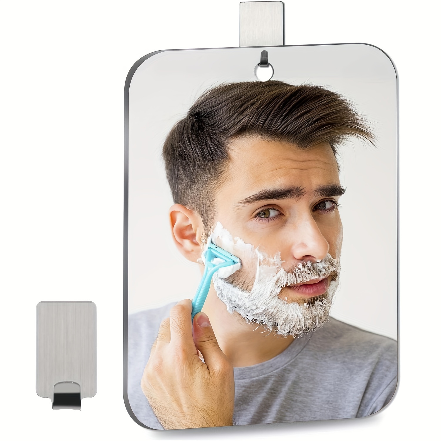 

Fogless Shower Shaving Mirror With Hook, Wall-mounted Medium Bathroom Makeup Mirror, Frameless Portable Travel Camping Mirror, Shatterproof Handheld Quick-defog Plastic Mirror, Power-free