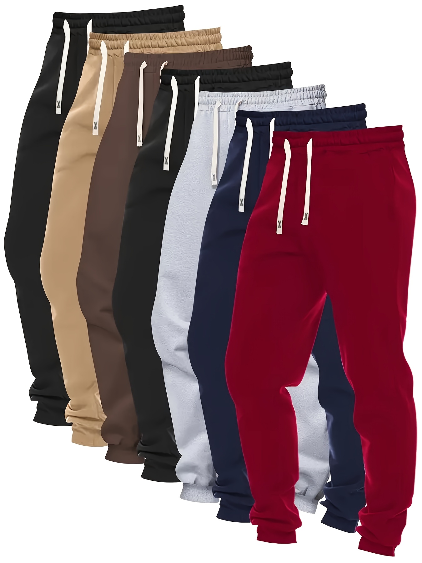 4pcs random colors mens jogger pants with elastic drawstring waist   ankles breathable sweatpants suitable for gym running casual wear multi joggers machine washable year round multiple colors  