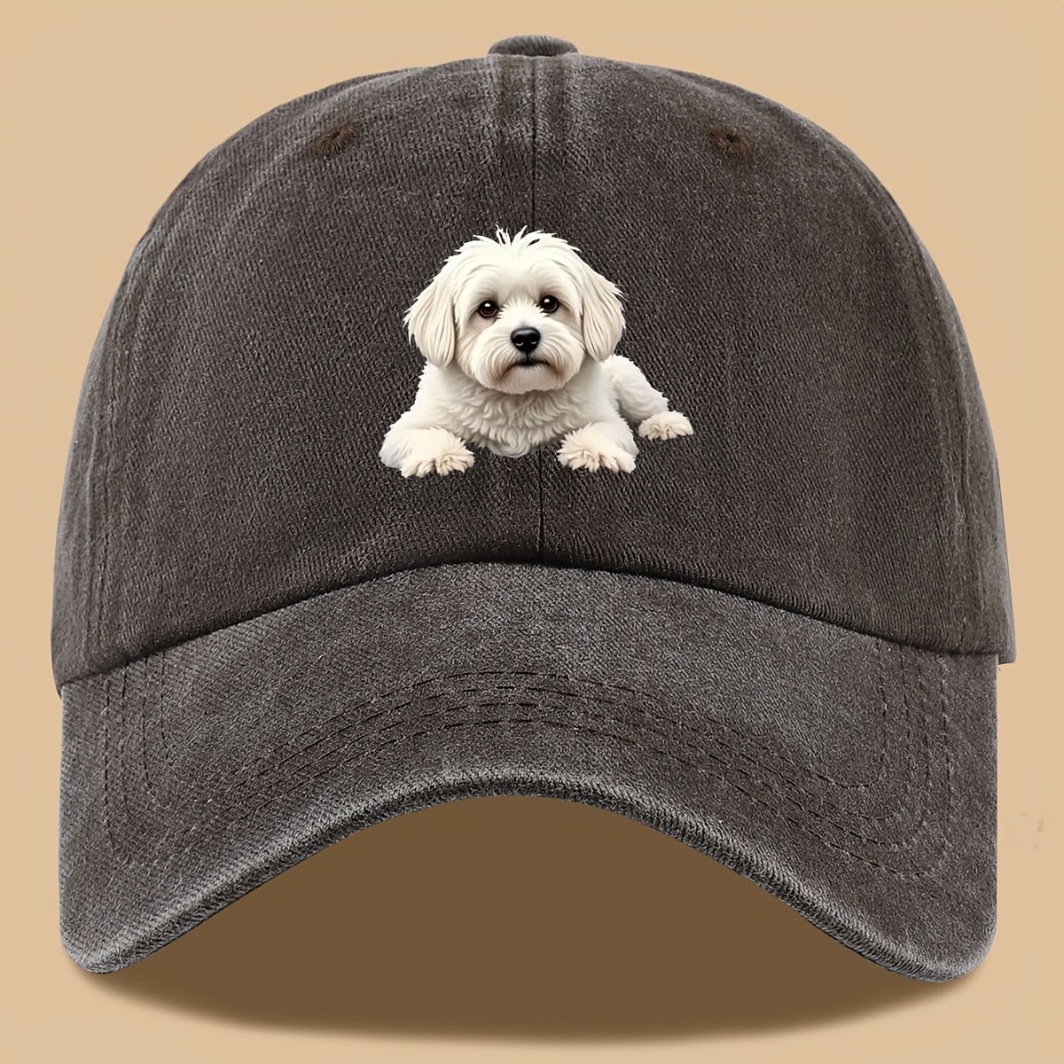 TEMU 1pc Cute Dog Pattern Printed Baseball Cap, Perfect For Dog Lovers, Adjustable Size, Lightweight And Comfortable, Unisex, Ideal For Dog Parties,