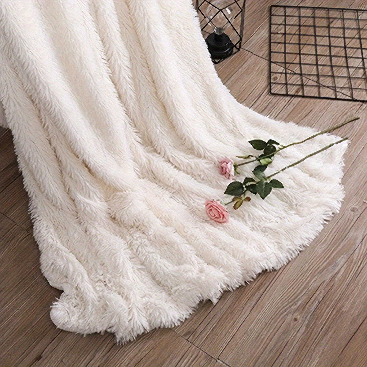 TEMU Nordic Long-pile Coral Blanket, Thickened Throw Blanket For Sofa, Single Person Office Nap Blanket