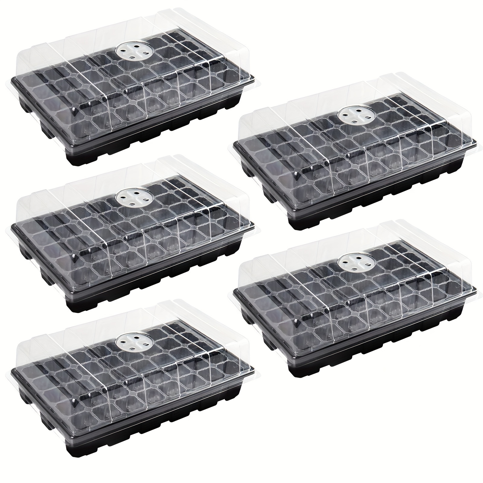 

Seedling Trays Seed Tray, 5-pack Mini Plant Greenhouse Grow Kit With Humidity Domes And Base For ' Starting (40 Cells Per Tray, Total 200 Cells), Black