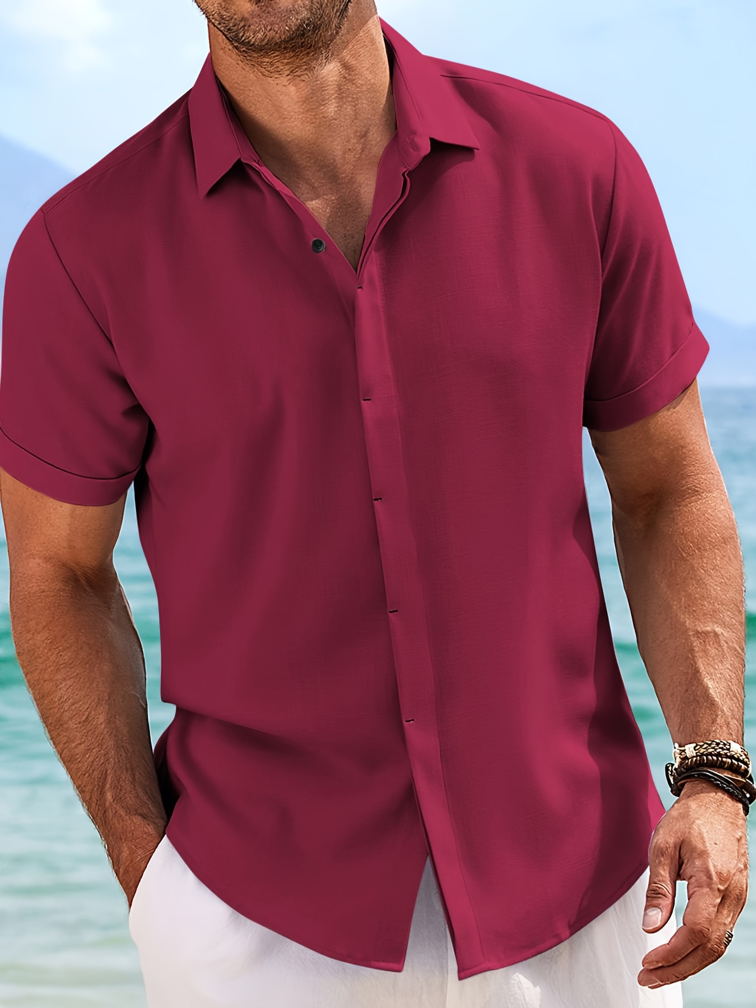 *'S Linen Shirts Short Sleeve Casual Button Shirt for Beach Summer  Wedding Shirt