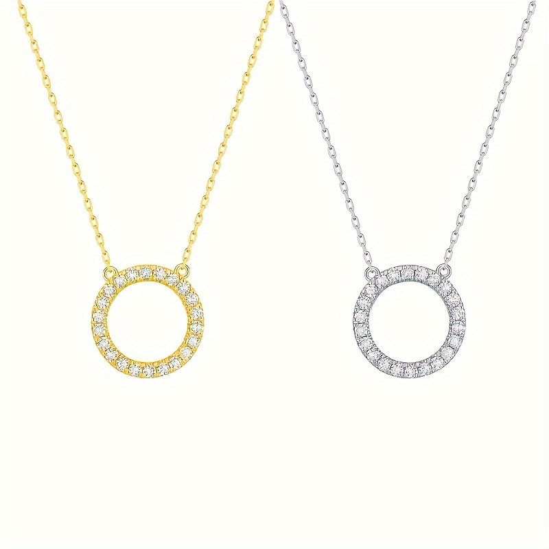 Elegant and Simple Round Synthetic Zirconia Pendant Necklace for Women, Daily Casual Wear, Valentine's Day Date Accessory, Available in Two Colors