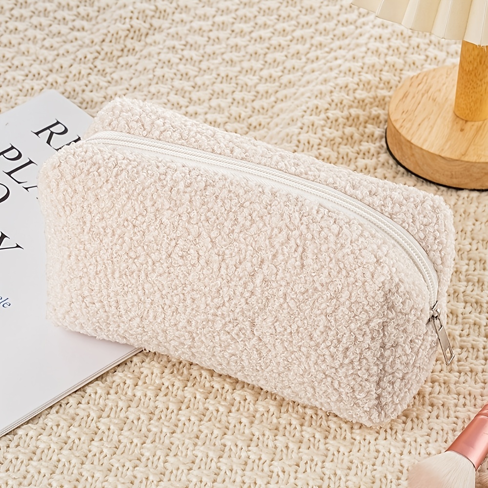 E-shop Plüsch Weiche Make-up Tasche, Niedliche Make-up Aufbewahrungstasche mit großem Fassungsvermögen, Federmäppchen, Tragbare Reise Kulturbeutel