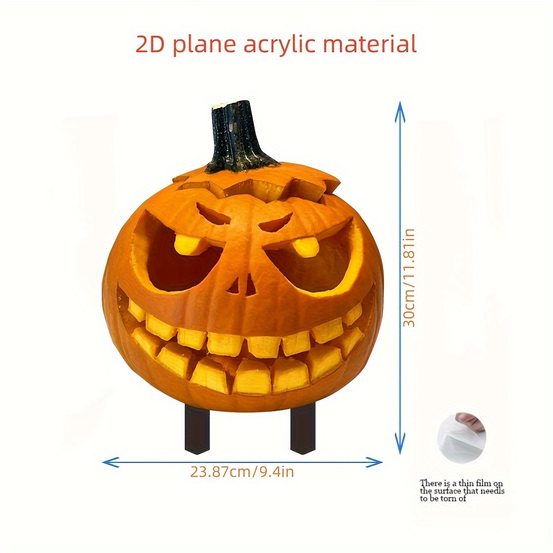 

Spooky Pumpkin Acrylic Garden Stake - 2d Outdoor Yard & Lawn Decor, Vibrant Patio Accent For Fall