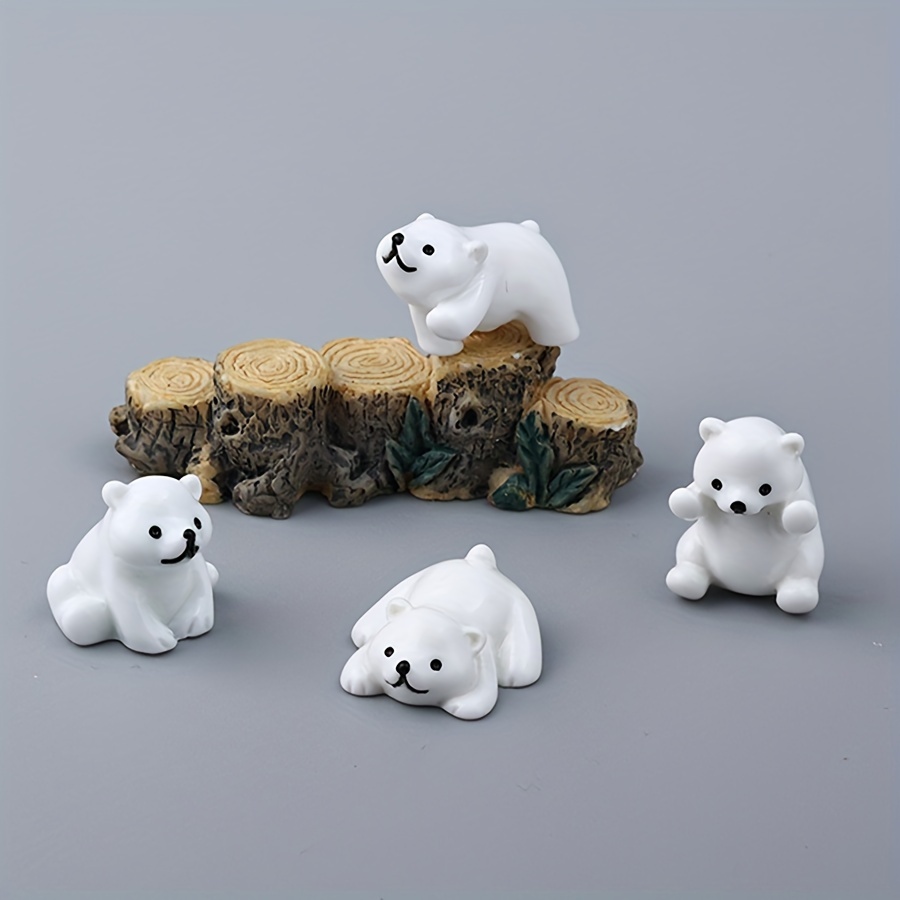 

8pcs Mini Resin Polar Bear Doll, Cute Home Decoration, Suitable For Crafts And Tabletops, Yard Gardening Outdoor Holiday Decoration Ornaments