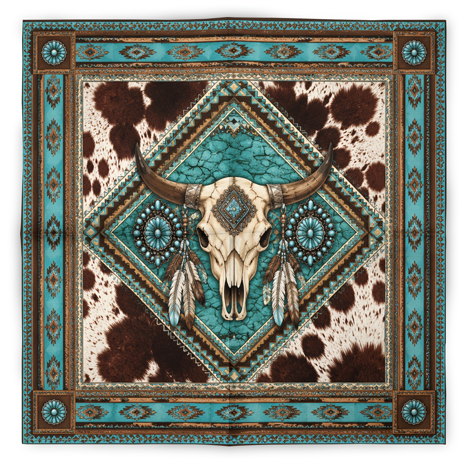 TEMU Bandana Totem Crâne de Hip-Hop Pop, Écharpe Cache-cou Mode Vintage, Mouchoir de Sport Carré, Serviette Visage, Foulard Carré Style Ethnique à